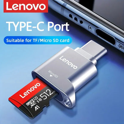 Lenovo USB C to SD Card Reader with USB C to USB Adapter | Type C TF Memory Card Reader | Micro SD Card Reader