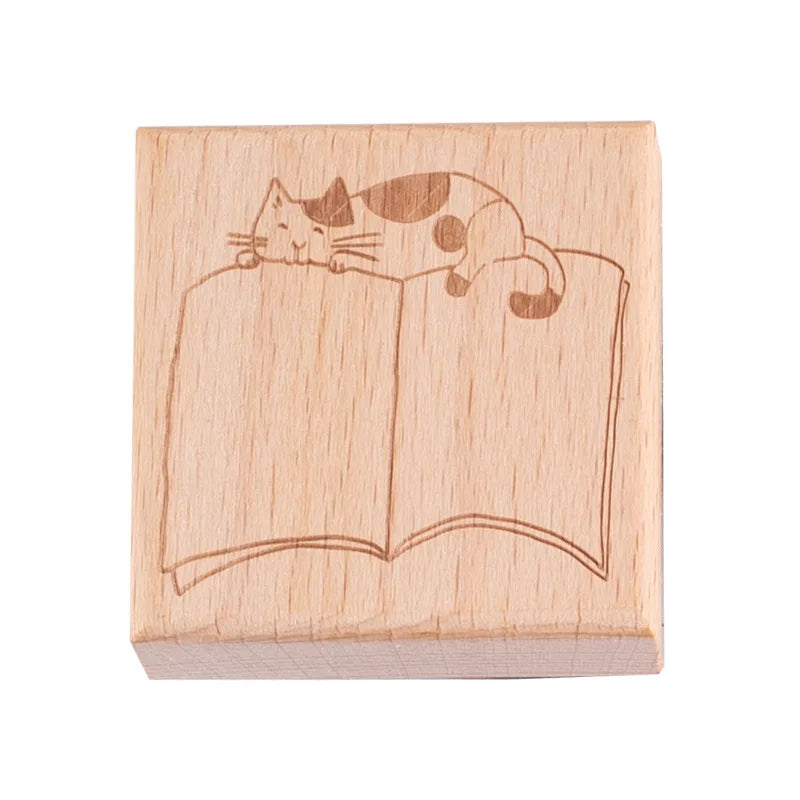Cute Cat Wood Stamp Calendar – Daily & Monthly Planner Stamps for Journaling, Scrapbooking & DIY Crafts