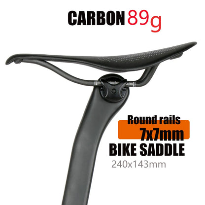 89g EVA Carbon Bike Saddle - Comfortable Ultra-Light MTB Saddle, 7x7mm Racing Bicycle Seat, 240x143mm for Easy Installation