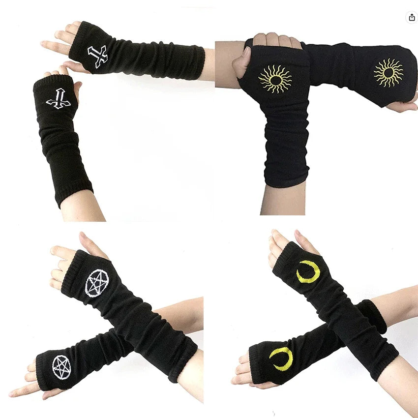 Warm Knitted Long Fingerless Gloves – Striped Elbow Mittens for Women, Fashion Christmas Gift