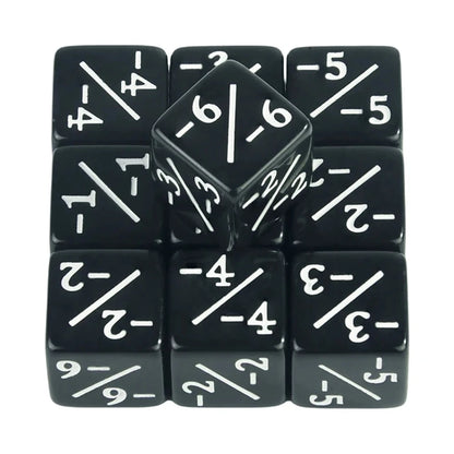 10pcs Six Sided Dice Set - D6 Counters +1/+1 & -1/-1 for Math Learning, Kids Arithmetic Toys and Card Game Accessories