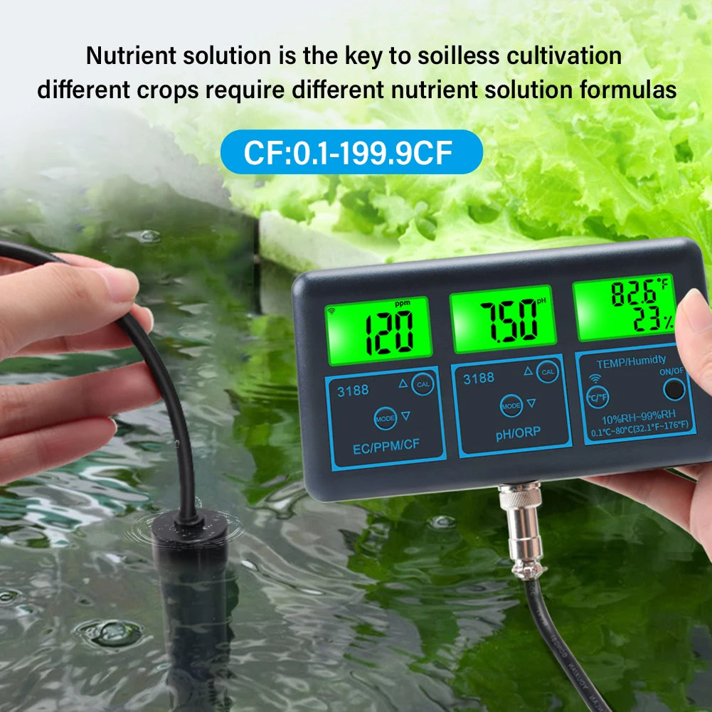 WiFi PH Meter & Water Tester – Temp, TDS, EC, ORP Smart Monitor for Aquariums, Hydroponics, Swimming Pools, Tuya APP Control
