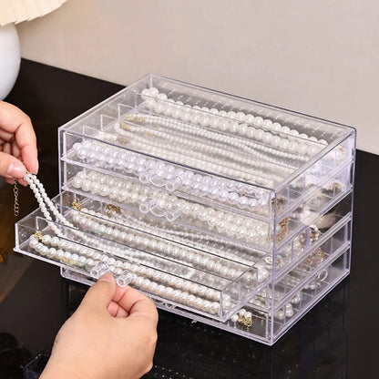 Transparent Necklace Storage Box – Jewelry Tray & Display Cabinet for Women’s Drawers