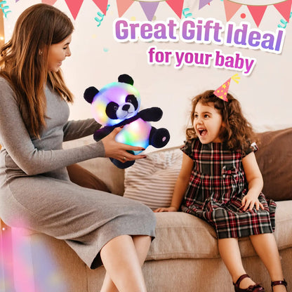LED Panda Plush Toy - Glow-in-the-Dark Soft Stuffed Bear with Night Light for Kids