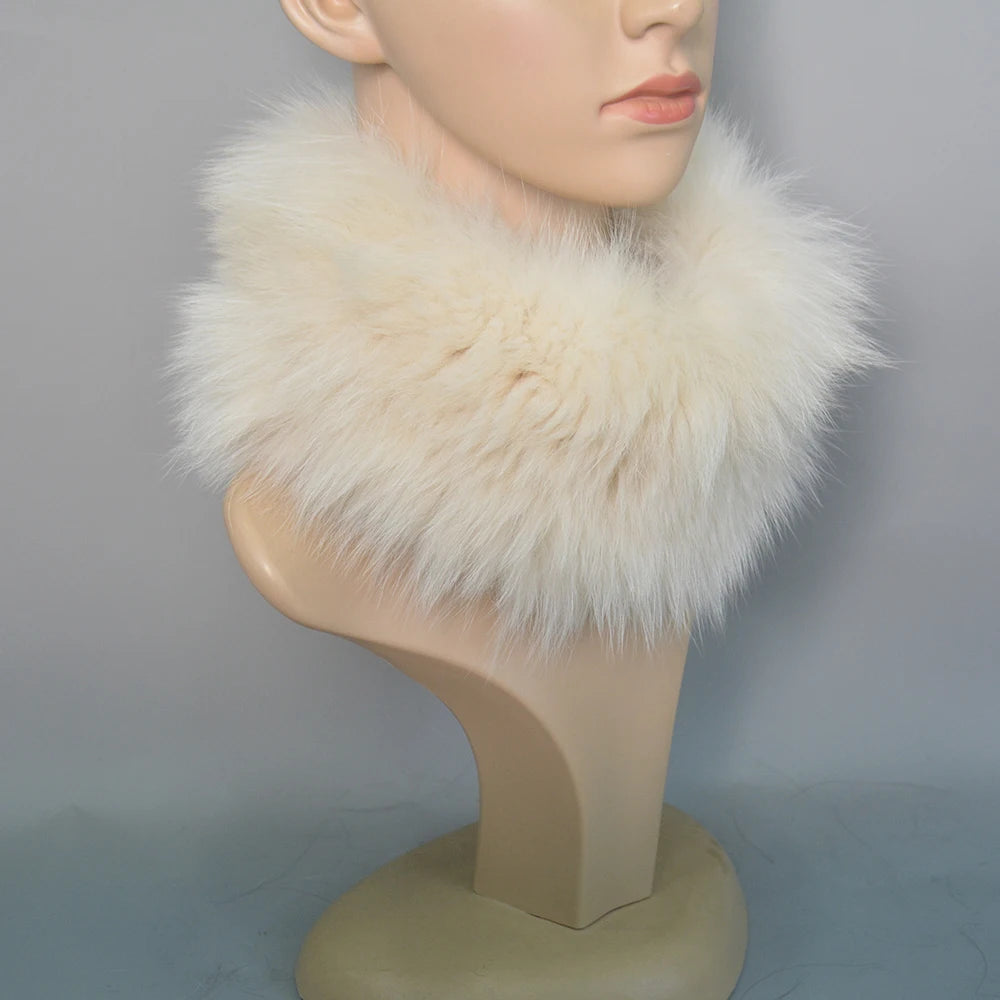2025 Real Fox Fur Scarf and Headband – Luxury Winter Neck Warmer for Women, 100% Natural Fur, Elastic Ring Muffler