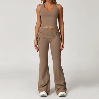 Women’s 2-Piece Tracksuit Yoga Set – High Waist Leggings & Sports Bra for Gym, Fitness & Athletic Wear