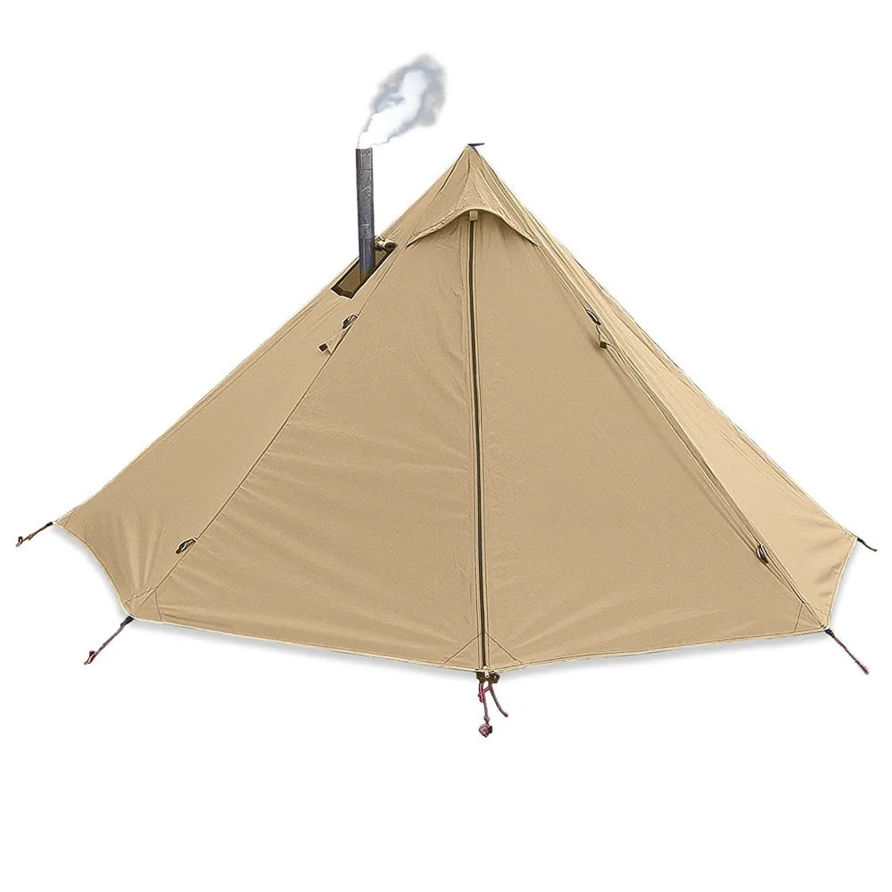 Camping Hot Tent with Chimney Window – Ultralight Tipi Teepee Pyramid Tent, Double Layer Bushcraft Shelter for 1 Person