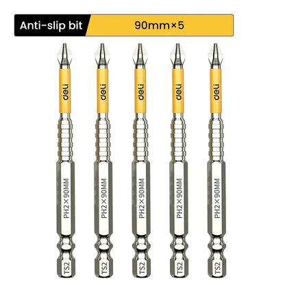 5PCS High Hardness Magnetic Phillips Drill Bit Set, Non-Slip Cross Head Screwdriver Bits 25–150mm for Electric Drill & Hand Tools