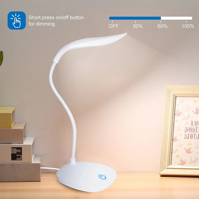 LED Eye Protection Desk Lamp – Touch Dimmable USB Reading Light for Office, Study, Dormitory & Bedroom Night Lighting