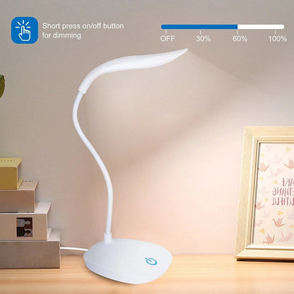 LED Eye Protection Desk Lamp – Touch Dimmable USB Reading Light for Office, Study, Dormitory & Bedroom Night Lighting