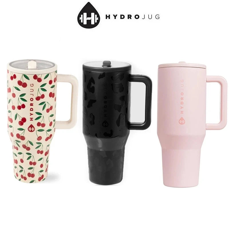 HydroJug 32oz/40oz Traveler Tumbler — Stainless Steel Vacuum Insulated Car Mug with Straw Lid & Double Wall Thermal Iced Design