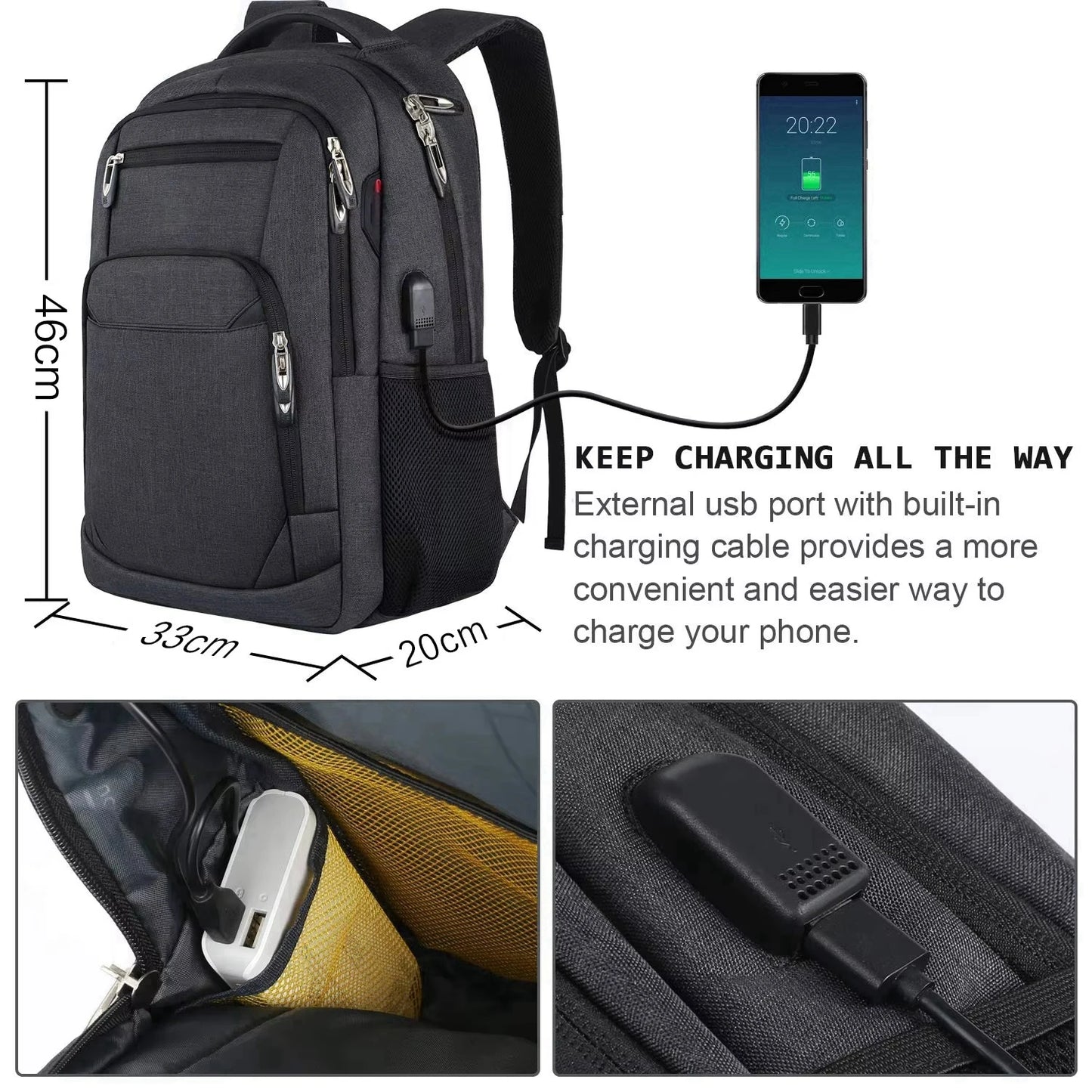 Men's Travel Backpack – Waterproof Outdoor Camera & Laptop Bag with Large Capacity, Ergonomic Design for Hiking