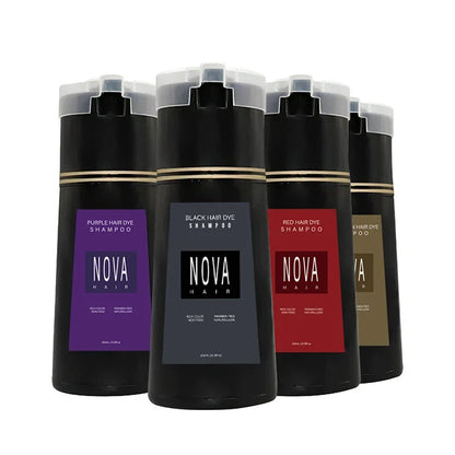 Nova 3-in-1 Hair Dye Shampoo – Natural Fast Black Hair Coloring for Men & Women, Long-Lasting Hair Care