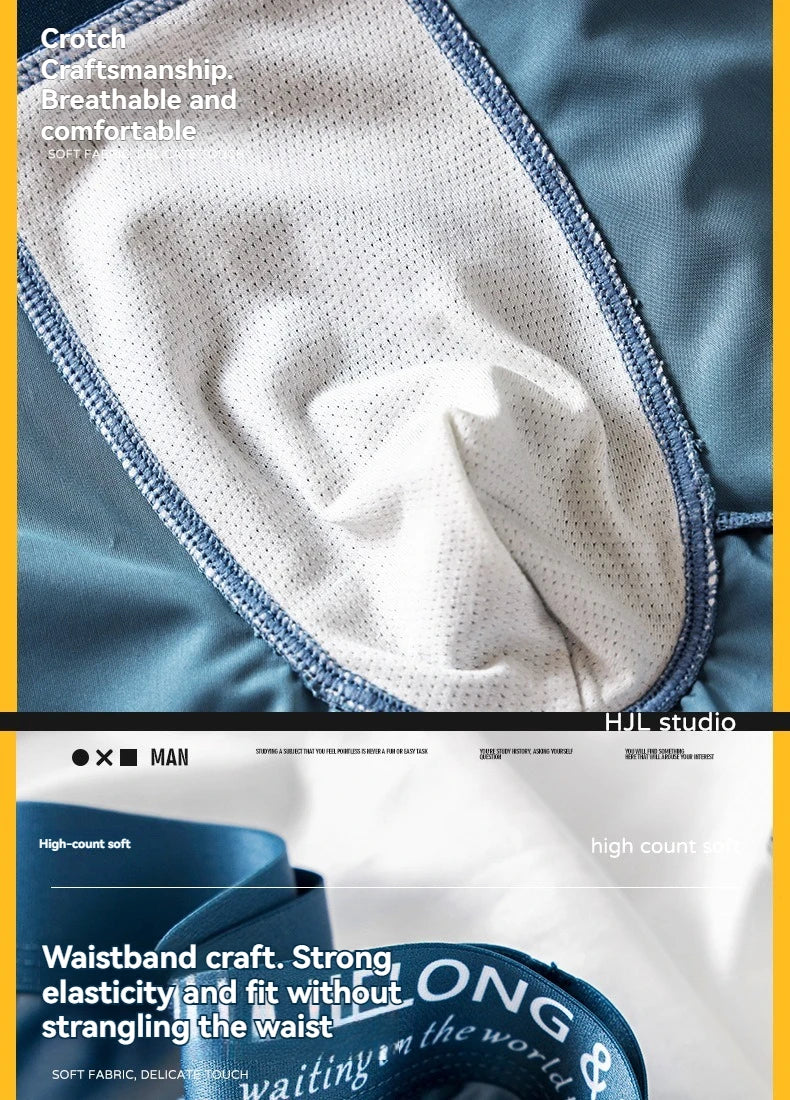 3PCS Luxury Ice Silk Satin Boxers — Summer Smooth, Cool Solid Men’s Underwear with Breathable Mesh Crotch