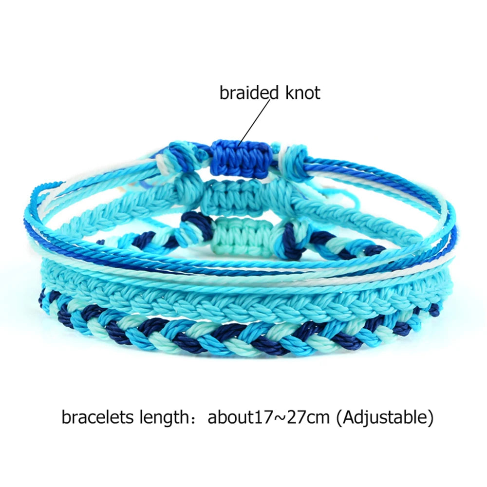 3 Piece Multi-Color Tibetan Buddhist Bracelet Set - Adjustable Yoga Braided Rope Bracelets for Women and Men, Lucky Charm Friendship Jewelry