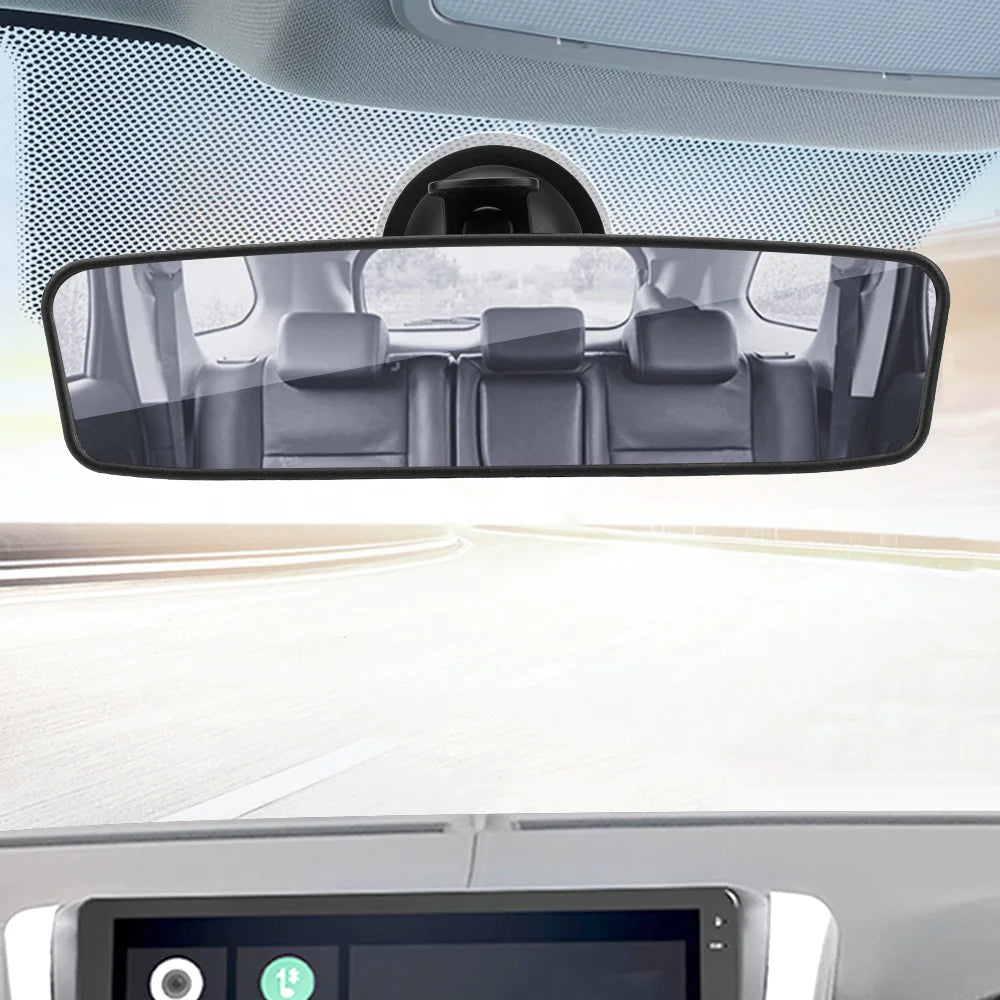 360° Car Rear View Mirror - Wide-Angle Adjustable Interior Mirror with Suction Cup Mount