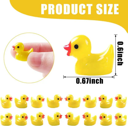 200pcs Mini Resin Yellow Ducks – Tiny Duck Figures for Garden Crafts, Fairy Landscape Decoration, and Miniature Plant Scenes