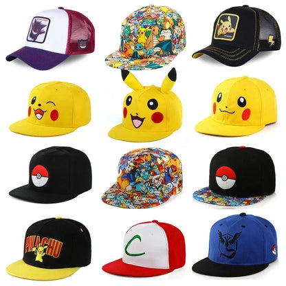 Pikachu Anime Baseball Cap - Adjustable Cartoon Cosplay Hat for Men, Women & Kids Sports Hip Hop Style Gift