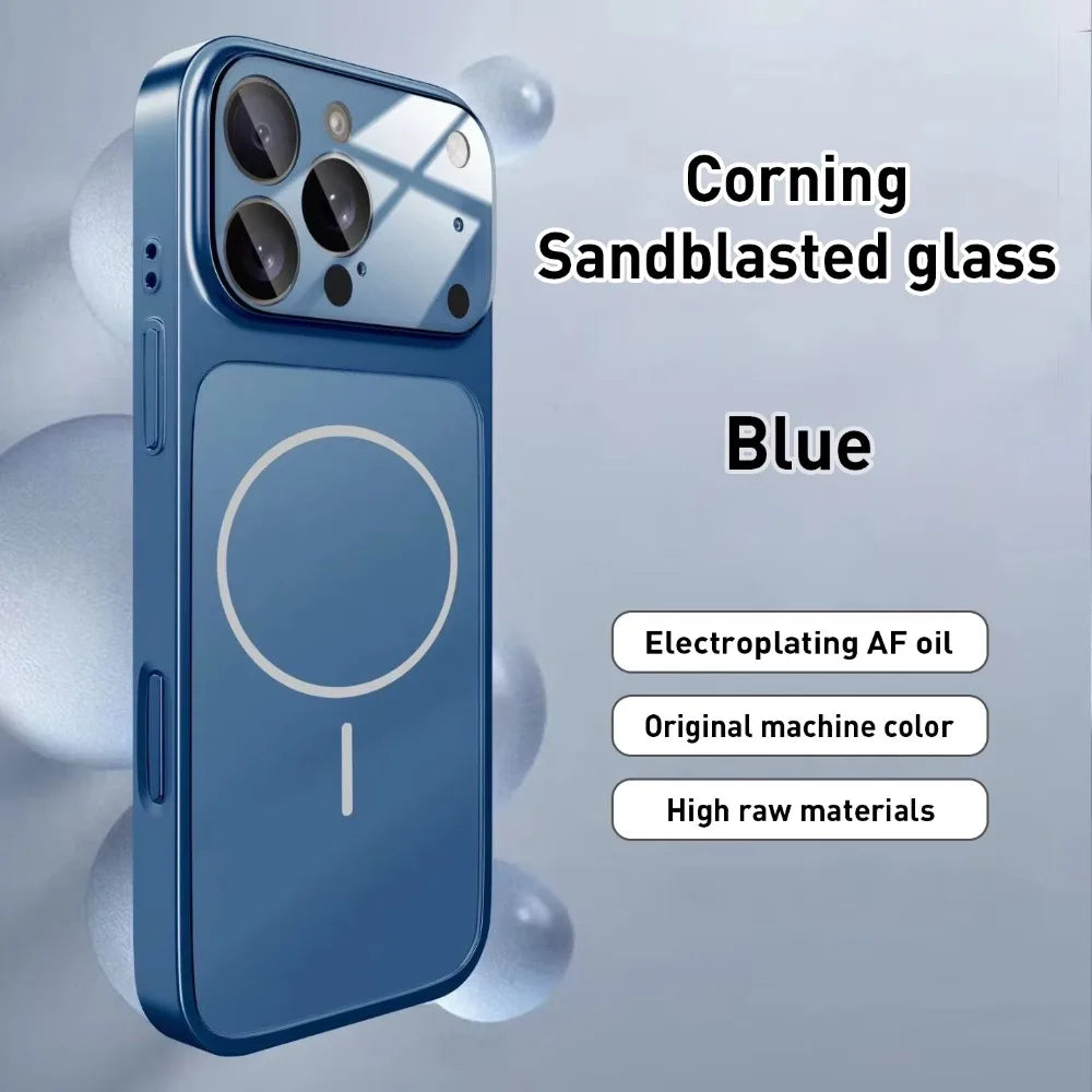 Nano Matte Glass iPhone Case - Magnetic MagSafe Armor Cover for iPhone 11-17 Pro Max, Air & Wireless Charging