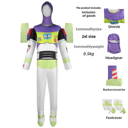 Buzz Cosplay Costume Bodysuit - Wing Suit Halloween Party Jumpsuit for Men & Children