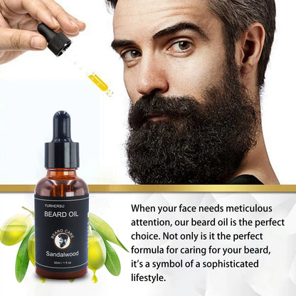 YURHERSU 30ml Beard Growth Oil for Men – Thickening, Softening & Nourishing Facial Hair Care Serum for Smooth, Healthy Beard Growth