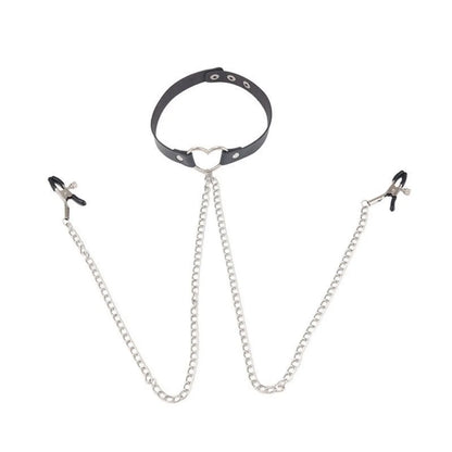 Adjustable Nipple Clamp and Collar Leash Set - BDSM Bondage Chain Accessories with Punk-Inspired Jewelry Design