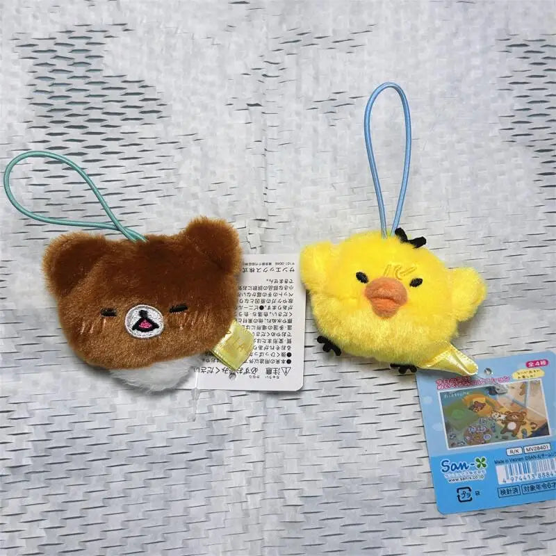 Rilakkuma Kawaii Cartoon Bear Plush Pendant - Cute Mobile Phone Lanyard & Birthday Gift for Kids