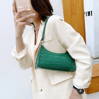Retro Alligator Pattern PU Leather Handbag for Women – Small Shoulder & Clutch Tote Purse