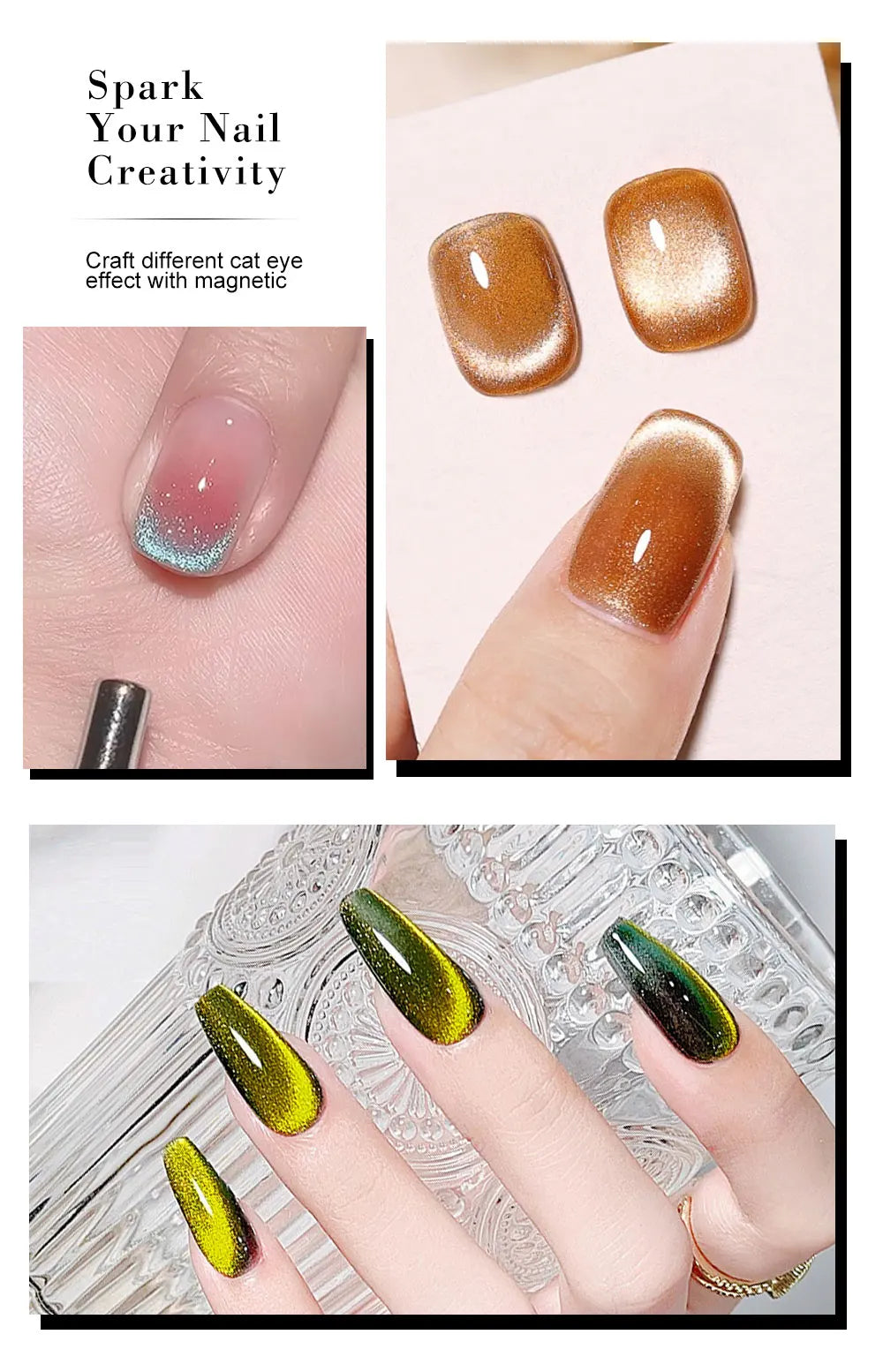 Nail Art Magnetic Wand Pen Set - 3D Cat Eye Gel Painting, UV Gel Polish Magnet Tools for Magic Manicure