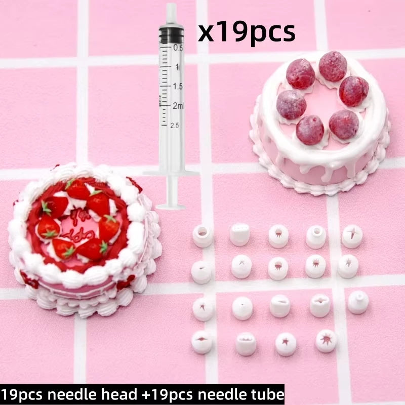 19pcs Mini Nozzle Set - Pottery Clay & Dessert Food Toy Piping Tips, Milk Cream & DIY Miniature Cake Tools