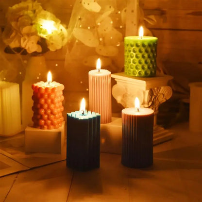 Classical Striped Roman Cylindrical Silicone Candle Mold | DIY Candle Making Holder | Handmade Design Shape