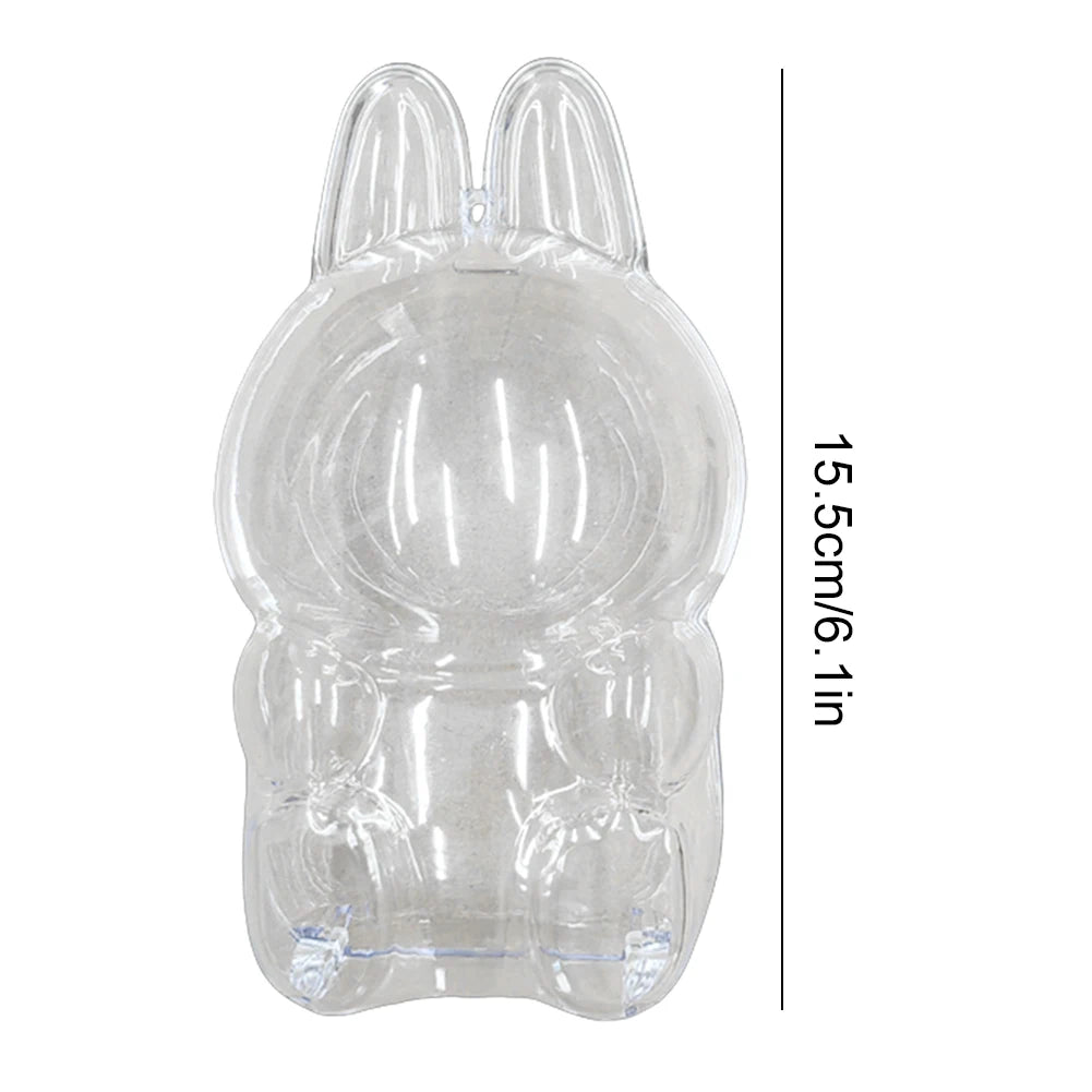 Labubu Transparent Protective Cover for Elf Doll - Cute Monster Toy Storage & Display Case for Party Plushies