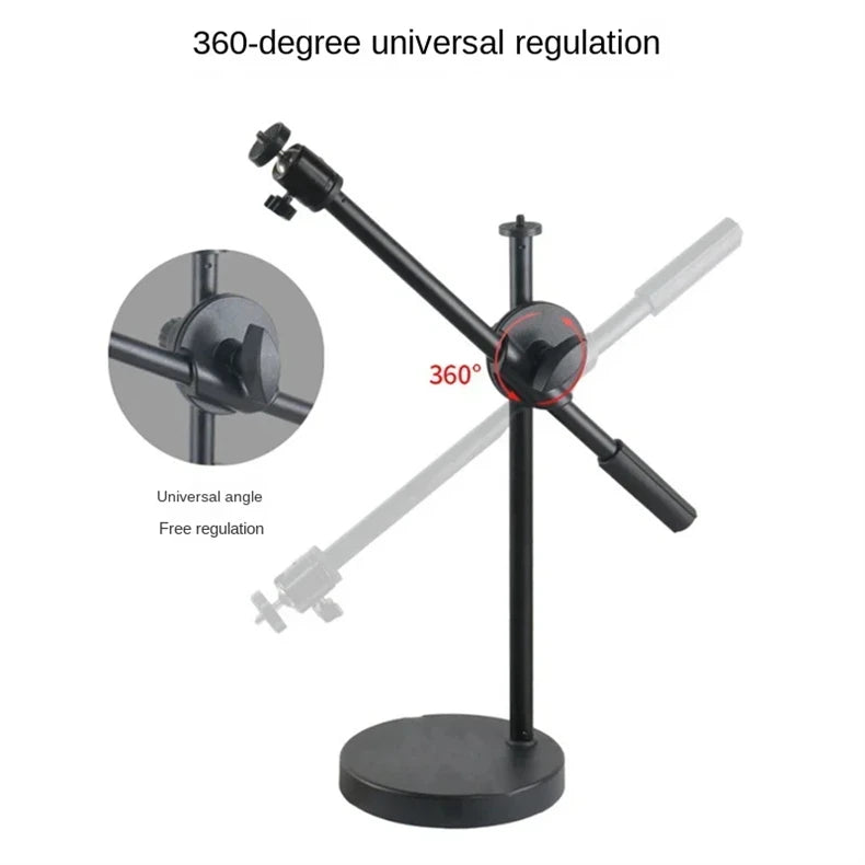 Overhead Tripod with Ring Light and Tabletop Stand, Mobile Phone Holder, Boom Arm for Nail Art and Photography