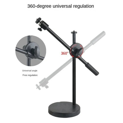 Overhead Tripod with Ring Light and Tabletop Stand, Mobile Phone Holder, Boom Arm for Nail Art and Photography
