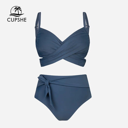 Cupshe Plus Size Wrap Tie High Waist Bikini Set – Women’s Large Size 3XL Two-Piece Swimwear Beach Bathing Suit