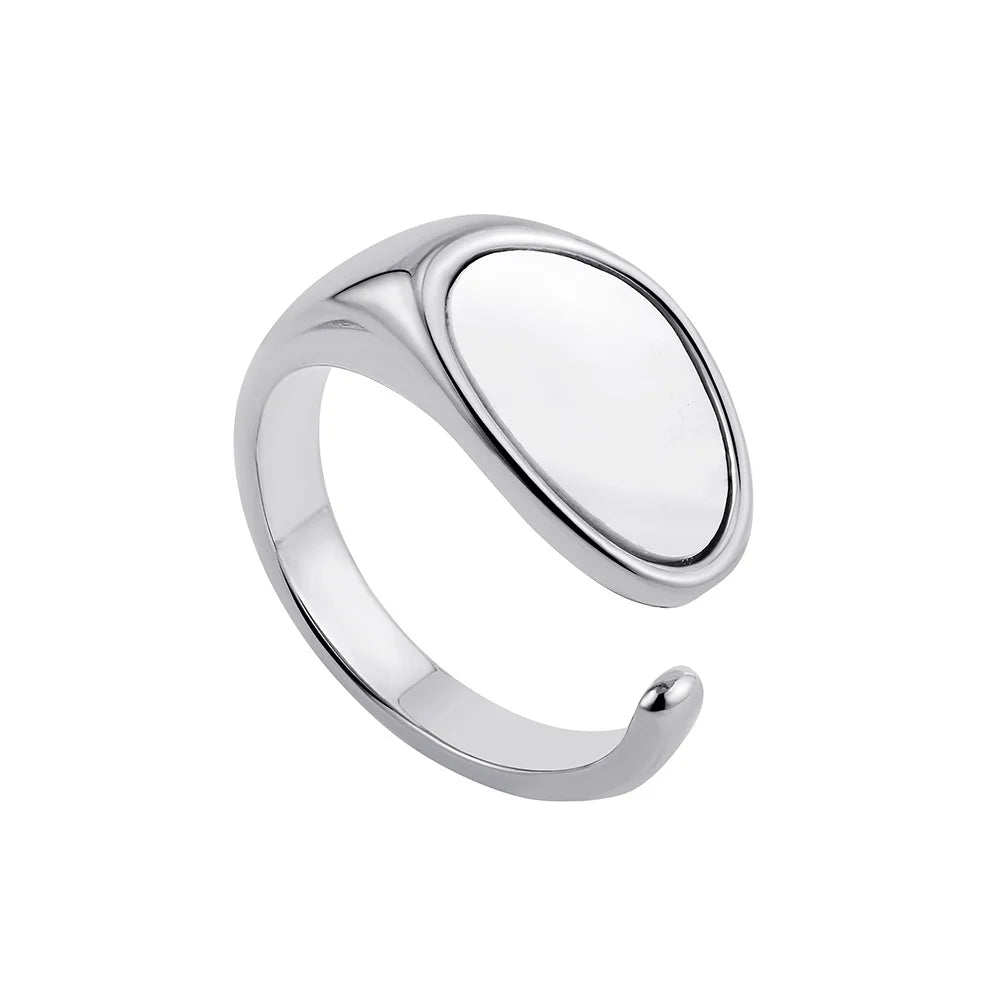 Vintage Stainless Steel Chunky Ring – Punk Irregular Adjustable Open Ring for Women, Wedding Jewelry Gift
