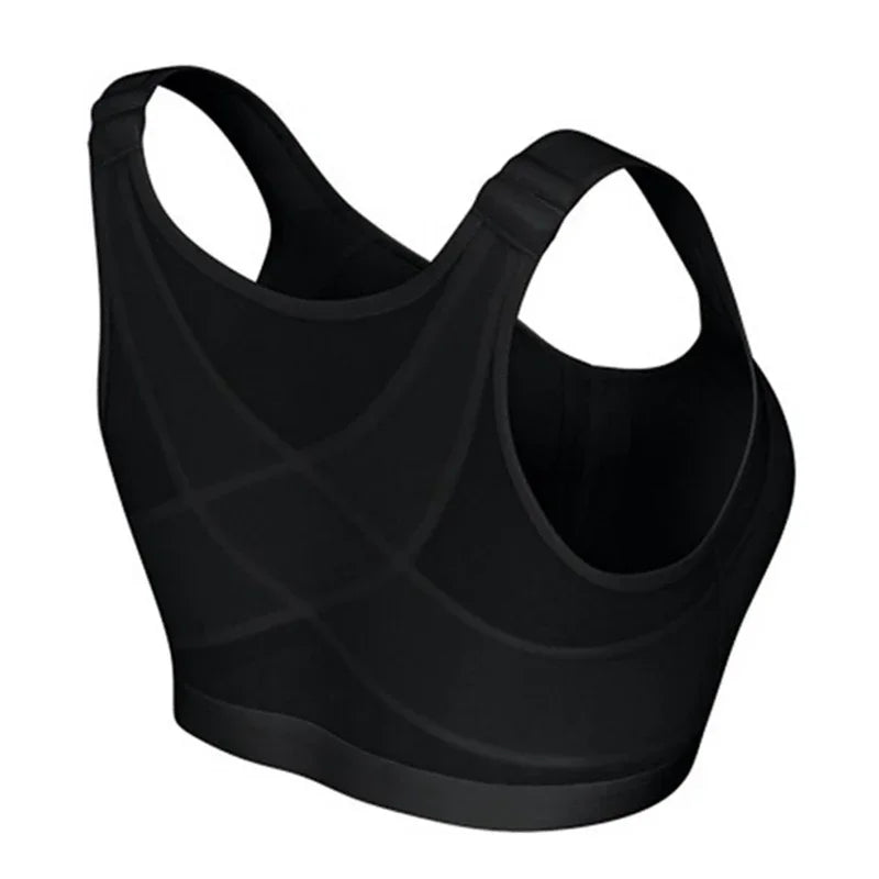 Front Closure Posture Corrector Push Up Bra – Shockproof Sports Support Vest for Women, Lift Up Cross Back Fitness Underwear