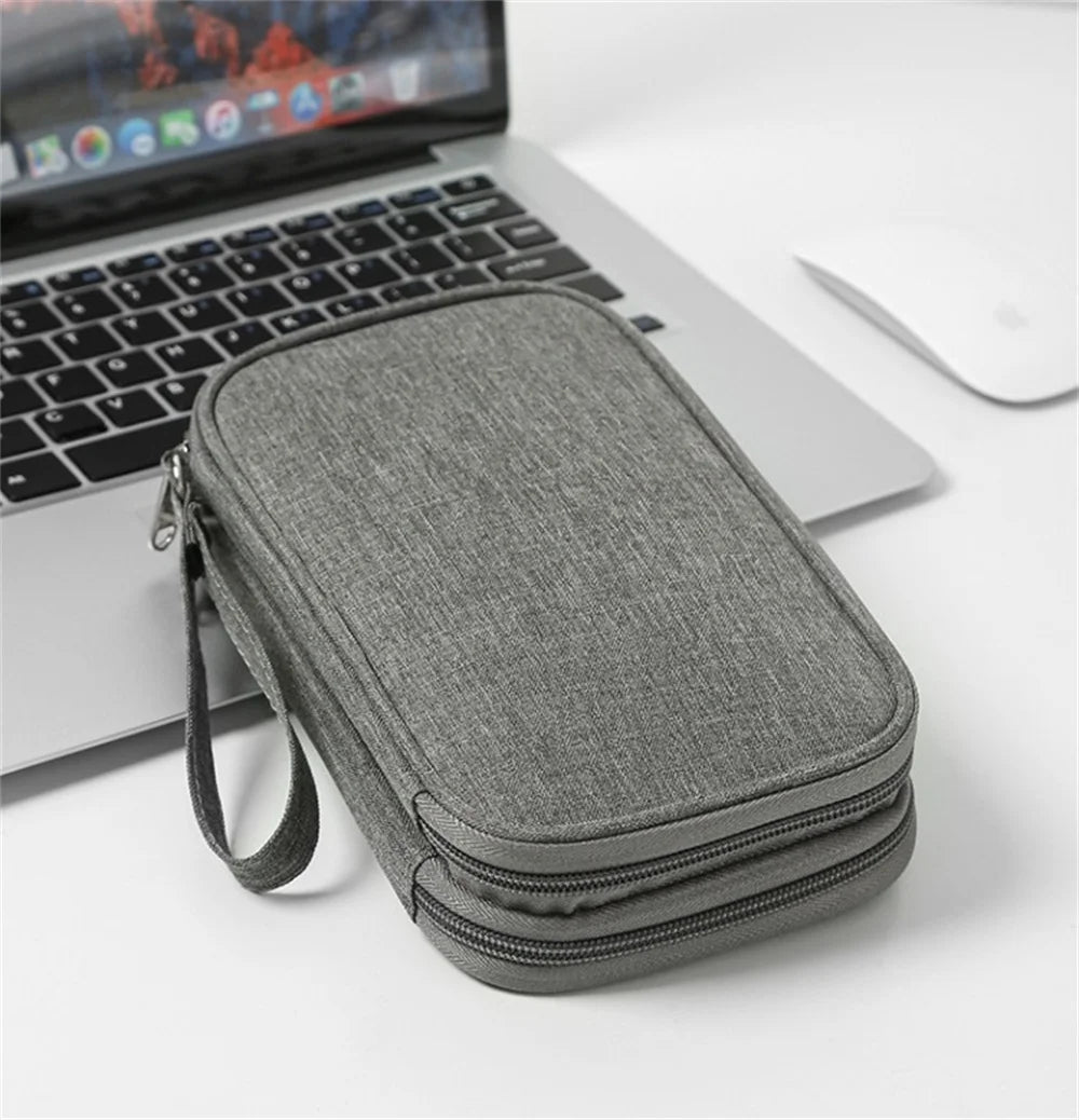 Travel Electronics Organizer Bag — Portable Waterproof Double-Layer Storage for Cables, Wires & Accessories