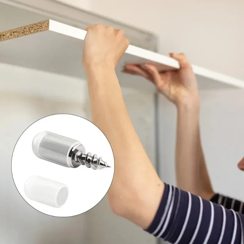 100/10PCS Self-Tapping Shelf Support Pegs – Wardrobe Partition Brackets with Non-Slip Sleeve for Fixed Shelf Installation Support