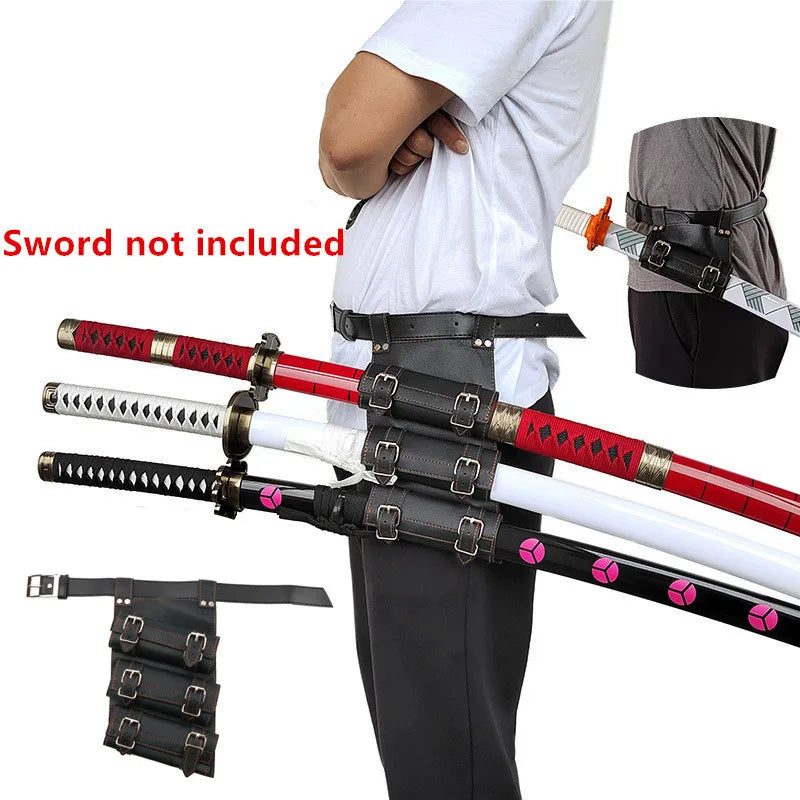 Anime Demon Cosplay Katana Belt & Sword Holster – 1/2/3 Tier Waist Holder for Japanese Samurai Knife & Real Size Sword Decor