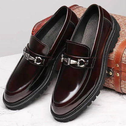 Men’s Leather Oxford Shoes - Buckle Dress Shoes for Wedding, Party and Office Wear Large Size 38-48