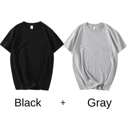 2PCS Unisex 100% Cotton White T-Shirts – Casual Loose Fit Short Sleeve Breathable Tees for Men & Women