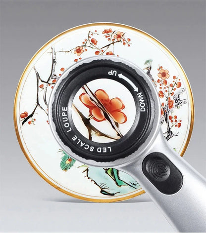 Rechargeable 30X Handheld Magnifying Glass – LED Illuminated Loupe with 4 Light Modes for Jewelry, Reading & Seniors