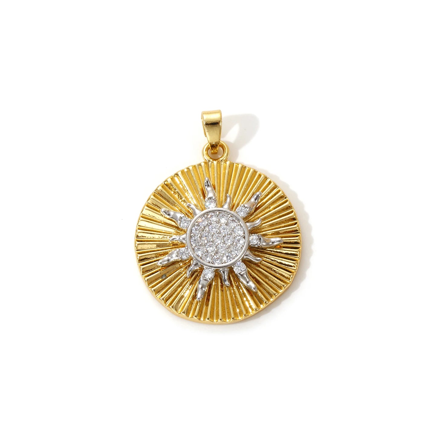 18K Gold Plated Sunflower Star Pendant – Brass Micro Pave Cubic Zirconia DIY Necklace Jewelry Making Charm