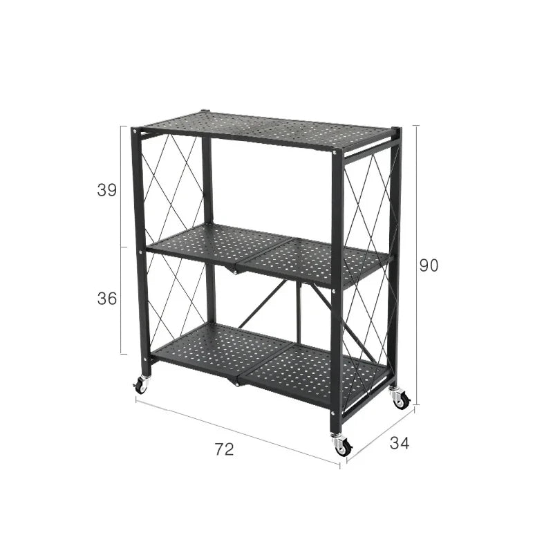 Foldable Large Iron Frame Storage Shelves – Installation-Free Standing Metal Shelving Unit for Kitchen