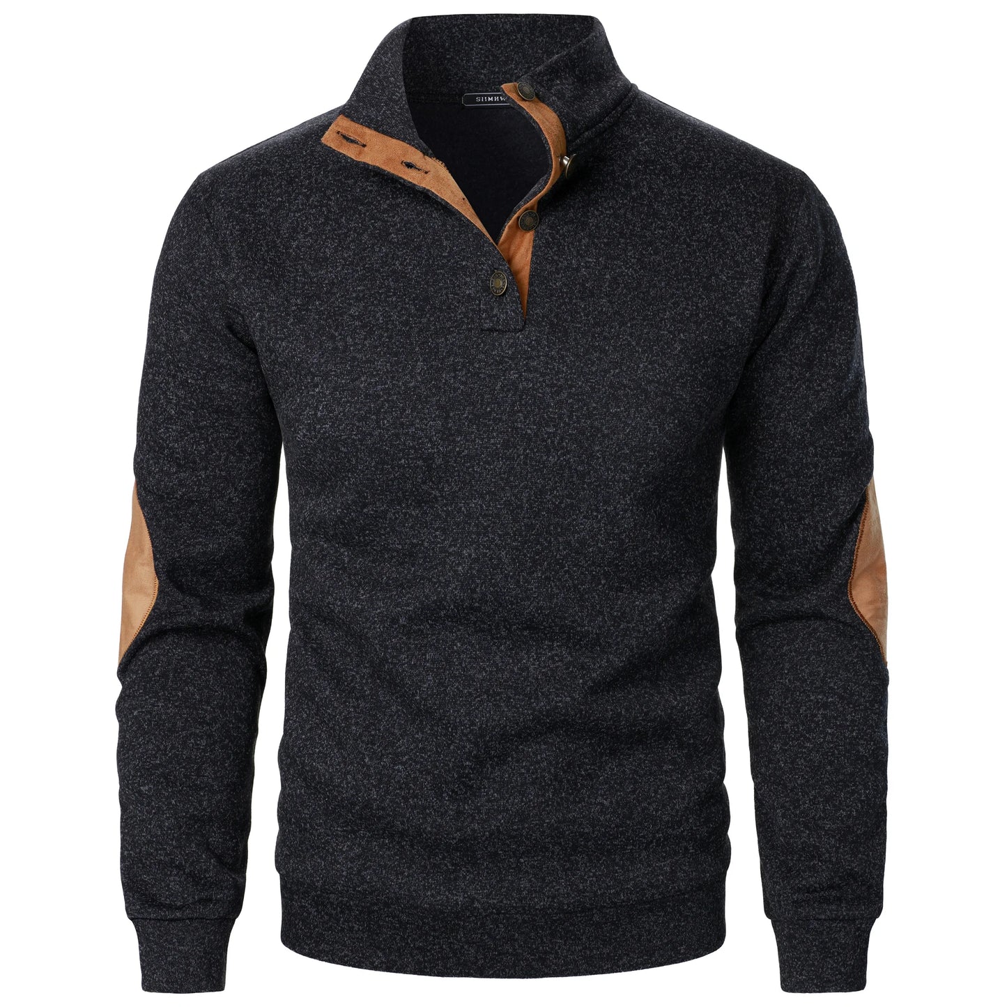 Men's Stand Collar Knit Sweater - Autumn Winter Long Sleeve Casual Knitted Pullover Top