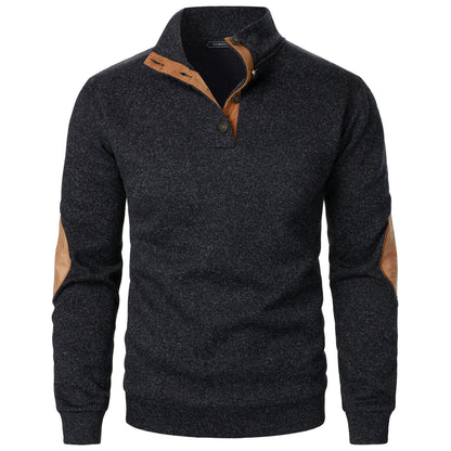 Men's Stand Collar Knit Sweater - Autumn Winter Long Sleeve Casual Knitted Pullover Top