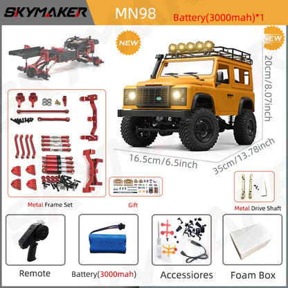 MN99s MN98 1:12 RC Rock Crawler – 2.4G 4WD Defender RTR Remote Control Car, 1/12 RC Truck Toys
