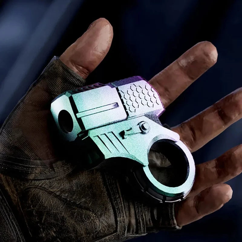 Alloy Gun Fidget Ring: EDC Metal Hand Spinner for Adults - Stress Relief Toy for ADHD, Anxiety, and Office Distraction