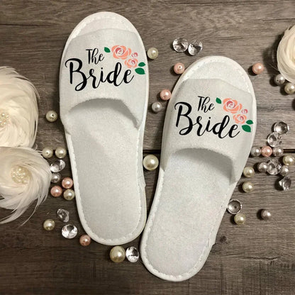 Bridal Party Slippers – Bride, Bridesmaid, Maid of Honor, Mother of Groom Gift for Wedding, Bachelorette, & Bridal Shower